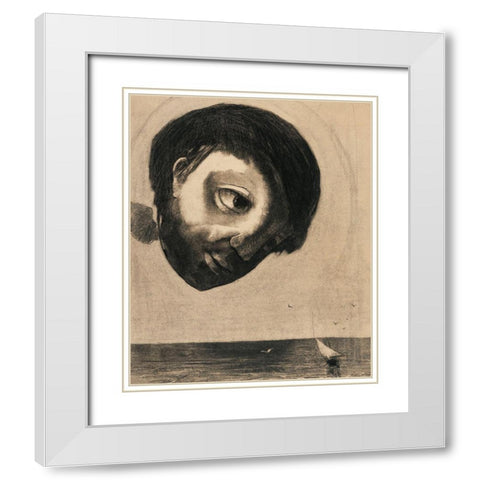 Guardian Spirit of the Waters White Modern Wood Framed Art Print with Double Matting by Redon, Odilon