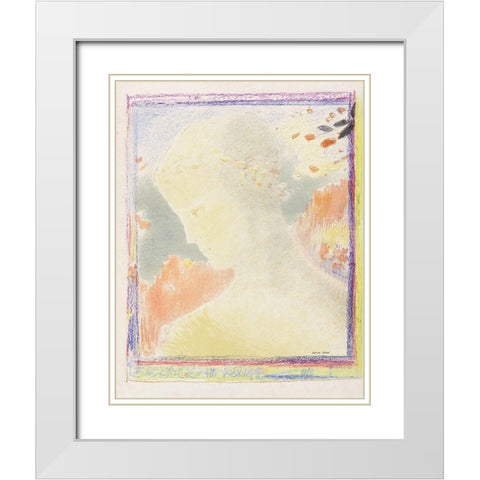 Beatrice White Modern Wood Framed Art Print with Double Matting by Redon, Odilon