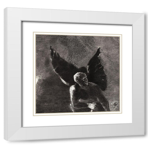 Glory and Praise To You, Satan, In the Heights of Heaven, Where You Reigned, and in the Depths of He White Modern Wood Framed Art Print with Double Matting by Redon, Odilon
