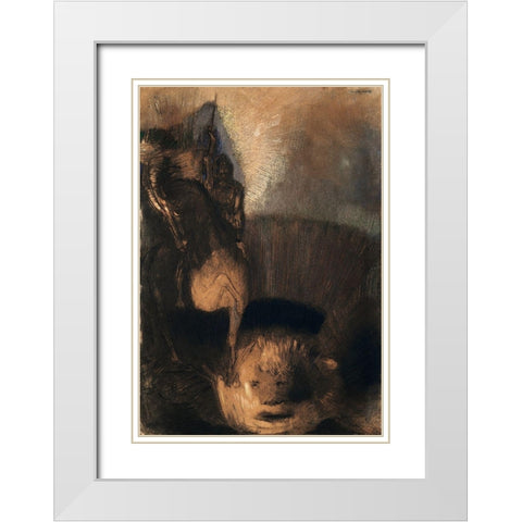 Saint George and the Dragon White Modern Wood Framed Art Print with Double Matting by Redon, Odilon