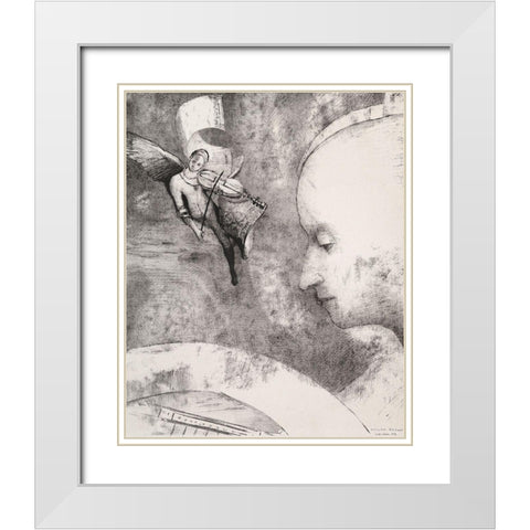 The Celestial Art White Modern Wood Framed Art Print with Double Matting by Redon, Odilon