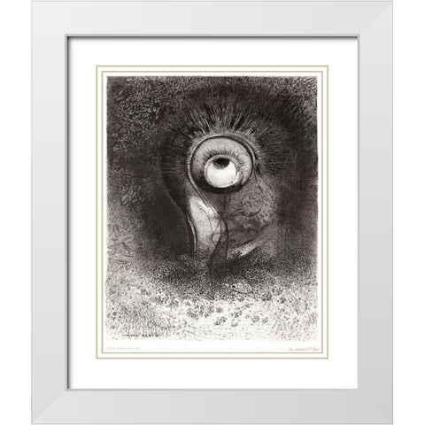 There Was Perhaps a First Vision Attempted by the Flower White Modern Wood Framed Art Print with Double Matting by Redon, Odilon