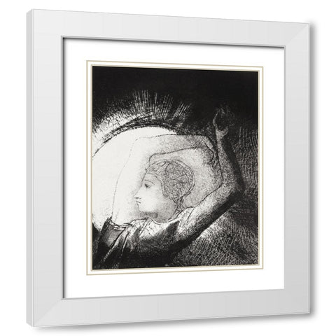 A Woman Clothed with a SunÂ  White Modern Wood Framed Art Print with Double Matting by Redon, Odilon