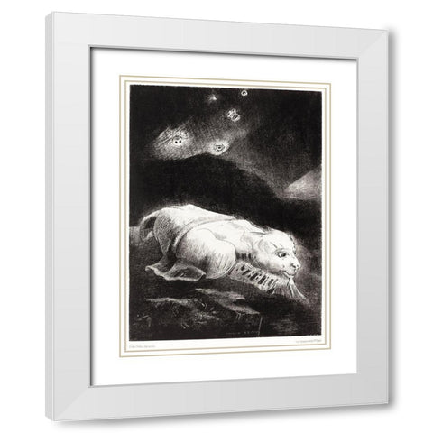 When Life Was Awakening in the Depths of Obscure Matter White Modern Wood Framed Art Print with Double Matting by Redon, Odilon