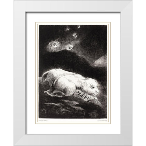 When Life Was Awakening in the Depths of Obscure Matter White Modern Wood Framed Art Print with Double Matting by Redon, Odilon