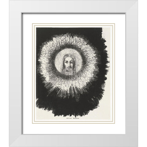 And the Face of Christ Shone in the Disk of the Sun White Modern Wood Framed Art Print with Double Matting by Redon, Odilon