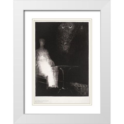 Below, I Saw the Vaporous Contours of a Human Form White Modern Wood Framed Art Print with Double Matting by Redon, Odilon