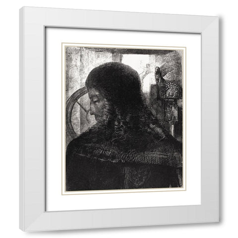 Old Knight White Modern Wood Framed Art Print with Double Matting by Redon, Odilon