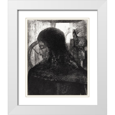 Old Knight White Modern Wood Framed Art Print with Double Matting by Redon, Odilon