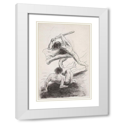 Cain and Abel White Modern Wood Framed Art Print with Double Matting by Redon, Odilon