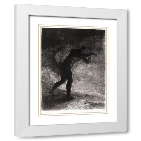 And Man Appeared, Questioning the Earth From Which He Emerged and Which Attracts Him, He Made His Wa White Modern Wood Framed Art Print with Double Matting by Redon, Odilon