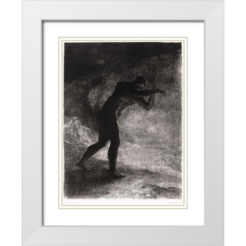 And Man Appeared, Questioning the Earth From Which He Emerged and Which Attracts Him, He Made His Wa White Modern Wood Framed Art Print with Double Matting by Redon, Odilon