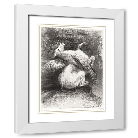 The Impotent Wing Did Not Lift the Animal Into That Black SpaceÂ  White Modern Wood Framed Art Print with Double Matting by Redon, Odilon