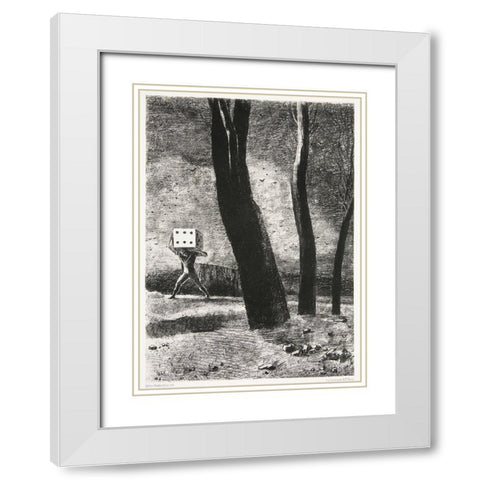 Le Joueur White Modern Wood Framed Art Print with Double Matting by Redon, Odilon