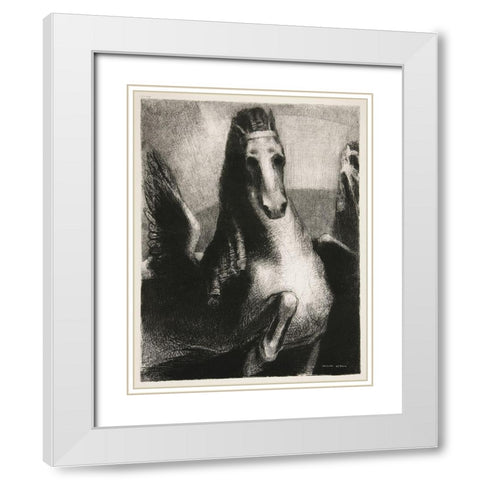 The Wing White Modern Wood Framed Art Print with Double Matting by Redon, Odilon