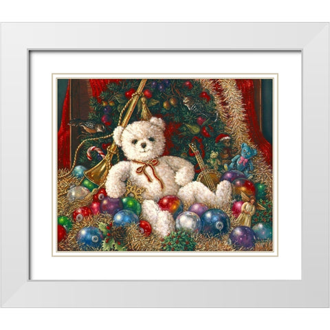 The Christmas Bear White Modern Wood Framed Art Print with Double Matting by Kruskamp, Janet