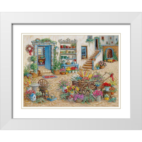 Courtyard Flower Shoppe White Modern Wood Framed Art Print with Double Matting by Kruskamp, Janet