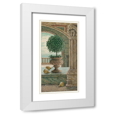 Pears and Topiary White Modern Wood Framed Art Print with Double Matting by Kruskamp, Janet