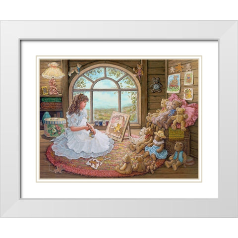 Jenny Paints Her Bears White Modern Wood Framed Art Print with Double Matting by Kruskamp, Janet
