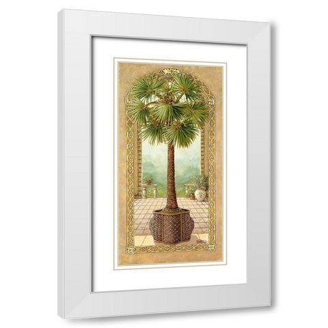 Palm Tree in Basket II White Modern Wood Framed Art Print with Double Matting by Kruskamp, Janet