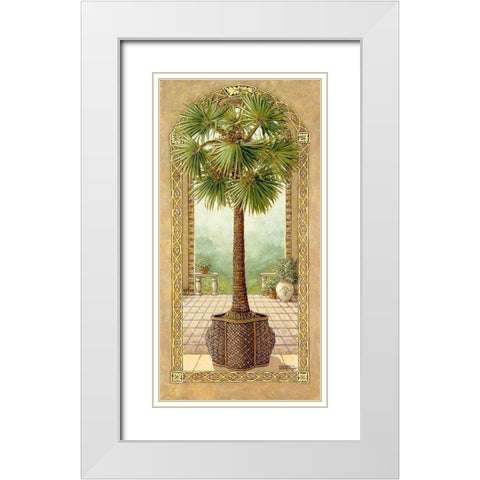 Palm Tree in Basket II White Modern Wood Framed Art Print with Double Matting by Kruskamp, Janet