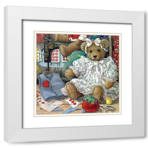 Bears n Bows White Modern Wood Framed Art Print with Double Matting by Kruskamp, Janet
