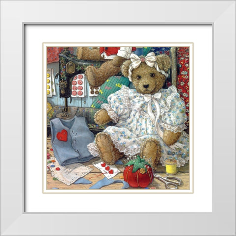 Bears n Bows White Modern Wood Framed Art Print with Double Matting by Kruskamp, Janet