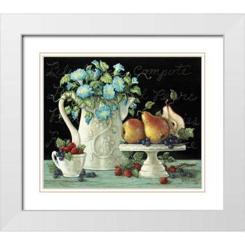 Morning Glories with Fruit White Modern Wood Framed Art Print with Double Matting by Kruskamp, Janet
