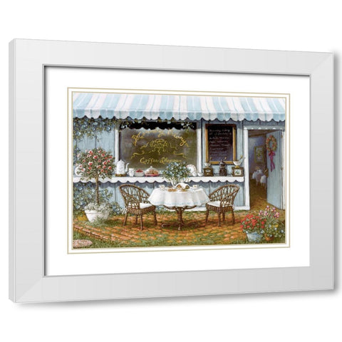 Morning Glory Coffee Shop White Modern Wood Framed Art Print with Double Matting by Kruskamp, Janet