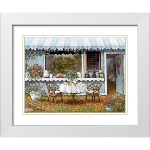 Morning Glory Coffee Shop White Modern Wood Framed Art Print with Double Matting by Kruskamp, Janet