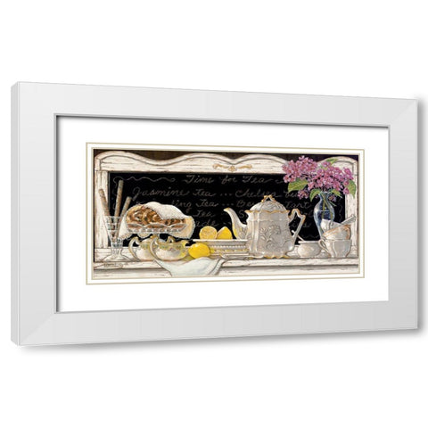 Time for Tea White Modern Wood Framed Art Print with Double Matting by Kruskamp, Janet