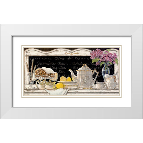 Time for Tea White Modern Wood Framed Art Print with Double Matting by Kruskamp, Janet