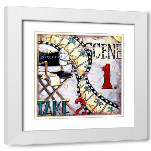 Scene I Take 2 White Modern Wood Framed Art Print with Double Matting by Kruskamp, Janet