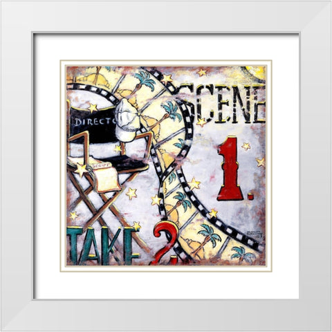 Scene I Take 2 White Modern Wood Framed Art Print with Double Matting by Kruskamp, Janet