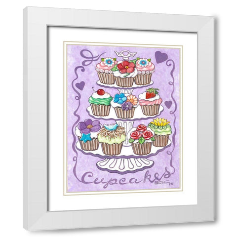 Cupcakes White Modern Wood Framed Art Print with Double Matting by Kruskamp, Janet