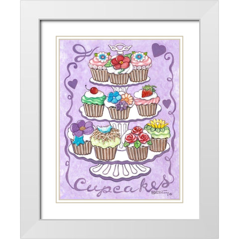 Cupcakes White Modern Wood Framed Art Print with Double Matting by Kruskamp, Janet