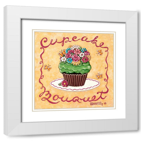 Cupcake Bouquet White Modern Wood Framed Art Print with Double Matting by Kruskamp, Janet