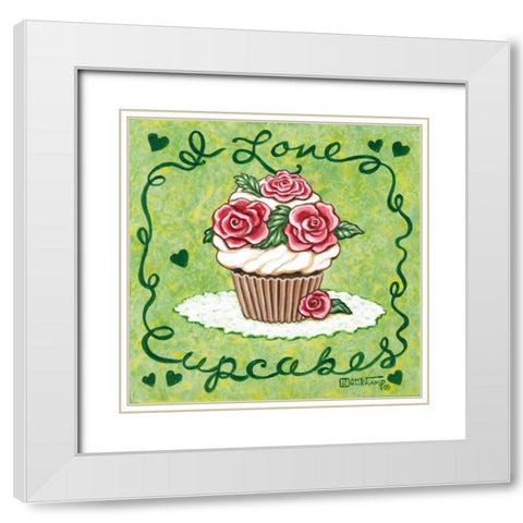 I Love Cupcakes White Modern Wood Framed Art Print with Double Matting by Kruskamp, Janet