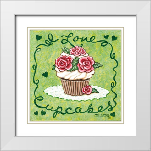 I Love Cupcakes White Modern Wood Framed Art Print with Double Matting by Kruskamp, Janet