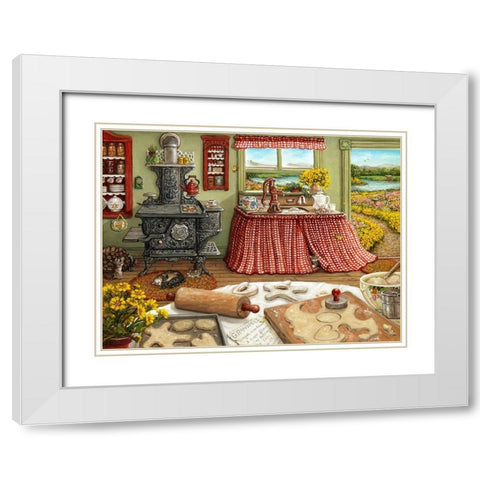 Cookie Baking Day White Modern Wood Framed Art Print with Double Matting by Kruskamp, Janet