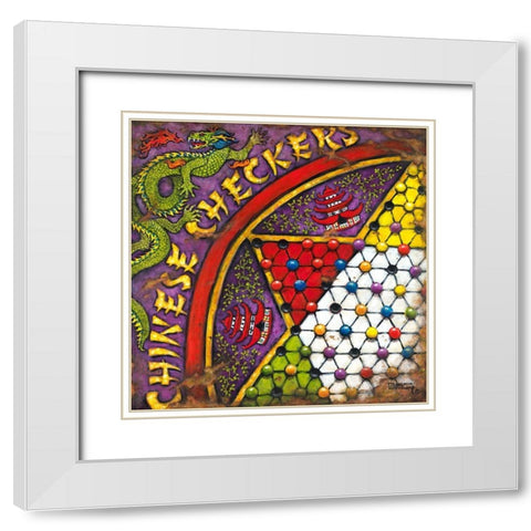Chinese Checkers White Modern Wood Framed Art Print with Double Matting by Kruskamp, Janet