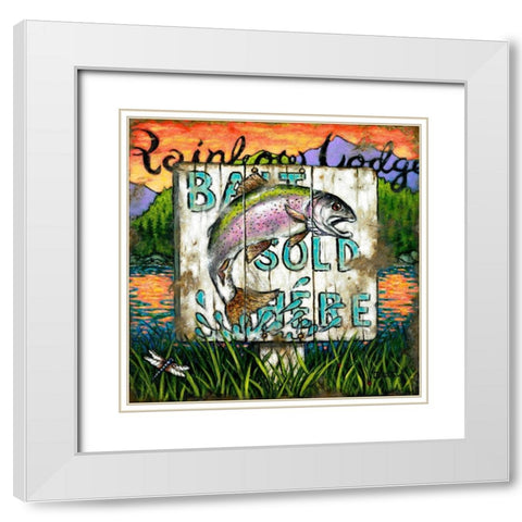 Bait Sold Here White Modern Wood Framed Art Print with Double Matting by Kruskamp, Janet