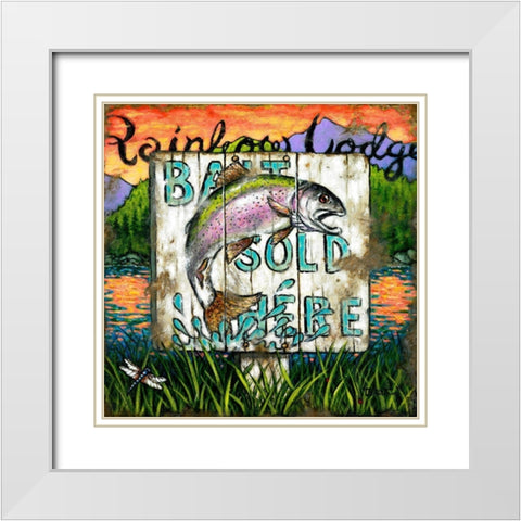 Bait Sold Here White Modern Wood Framed Art Print with Double Matting by Kruskamp, Janet