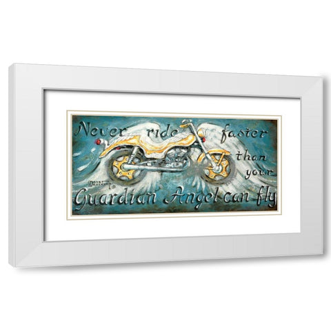 Never Ride Faster White Modern Wood Framed Art Print with Double Matting by Kruskamp, Janet