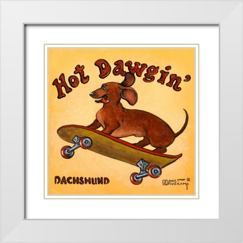 Hot Dawgin White Modern Wood Framed Art Print with Double Matting by Kruskamp, Janet