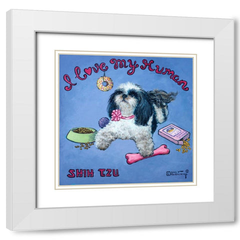 I Love My Human White Modern Wood Framed Art Print with Double Matting by Kruskamp, Janet