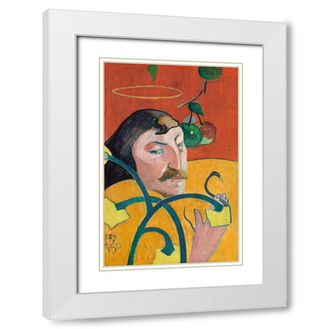 Self-Portrait White Modern Wood Framed Art Print with Double Matting by Gauguin, Paul