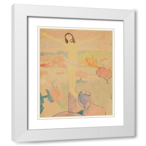 The Yellow Christ White Modern Wood Framed Art Print with Double Matting by Gauguin, Paul