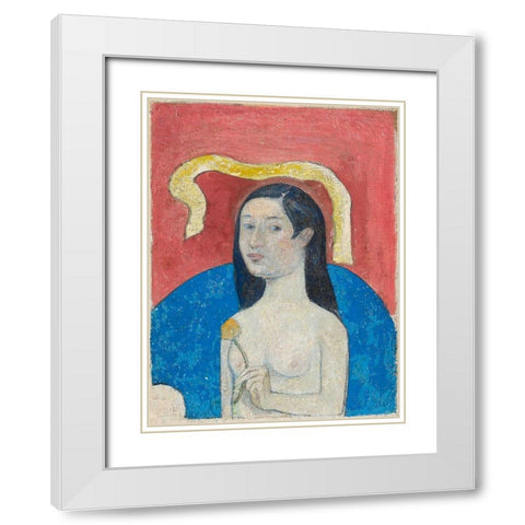 Portrait of the Artists Mother (Eve) White Modern Wood Framed Art Print with Double Matting by Gauguin, Paul