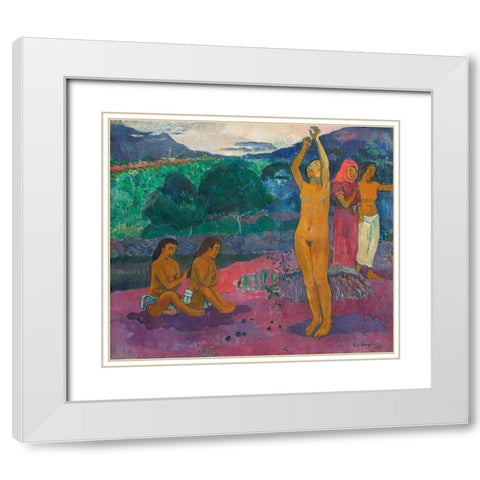 The Invocation White Modern Wood Framed Art Print with Double Matting by Gauguin, Paul
